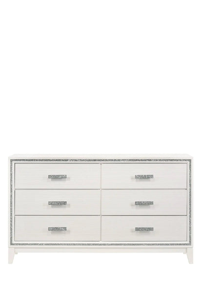 Haiden Dresser with Silver Trim Six Drawers