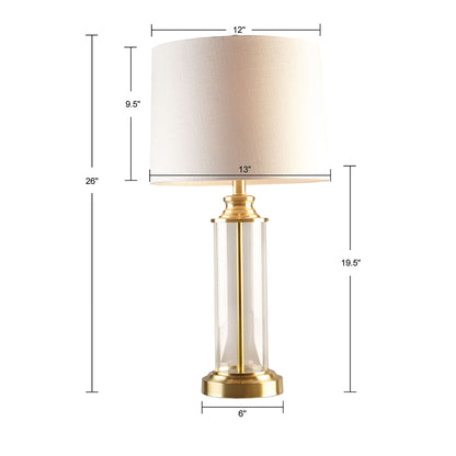 Clarity Glass Cylinder Table Lamps 2-pack with clear glass body and brass base by HouseOfZazla on Tampa Home & Garden Store