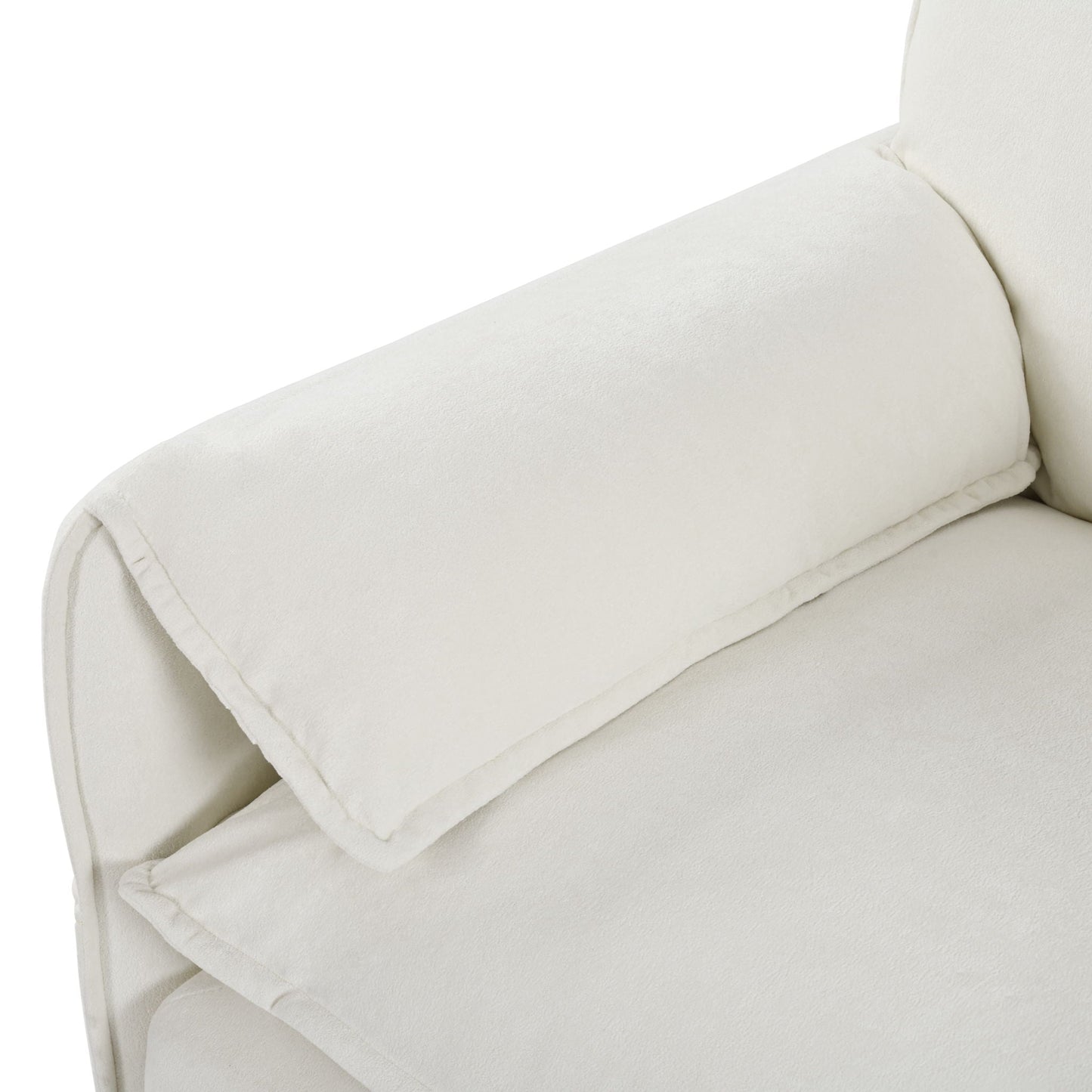 Modern comfy deep-seat modular sectional sofa cloud couch with ottoman in cream fabric on Tampa Home & Garden Store
