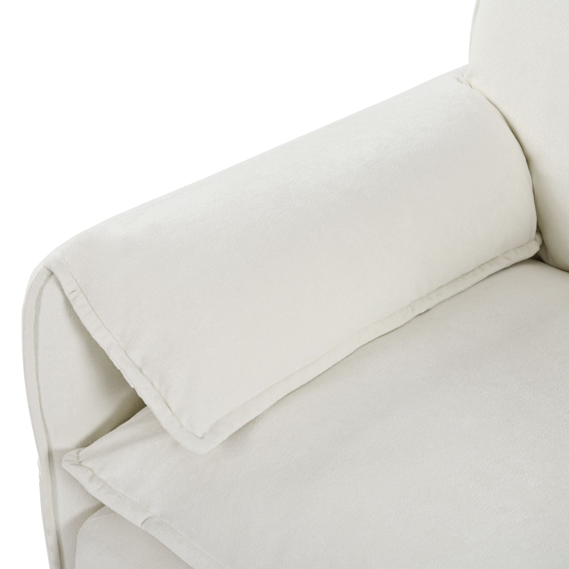 Modern comfy deep-seat modular sectional sofa cloud couch with ottoman in cream fabric on Tampa Home & Garden Store