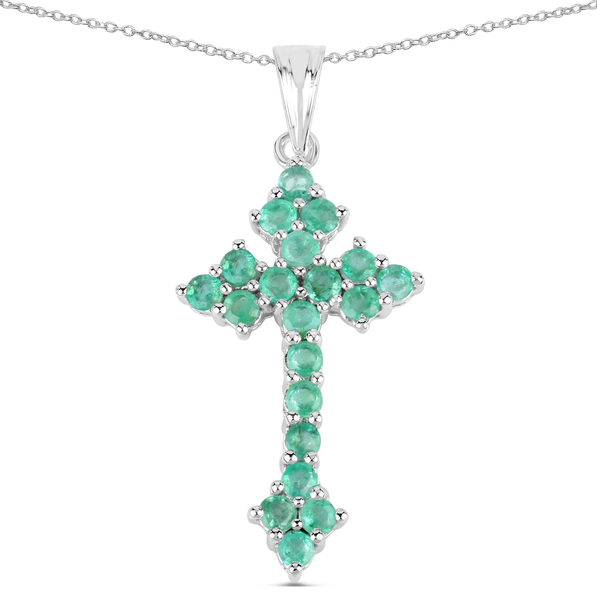2.00 ct emerald cross pendant in .925 sterling silver with Zambian emeralds by Bids.com on Tampa Home & Garden Store
