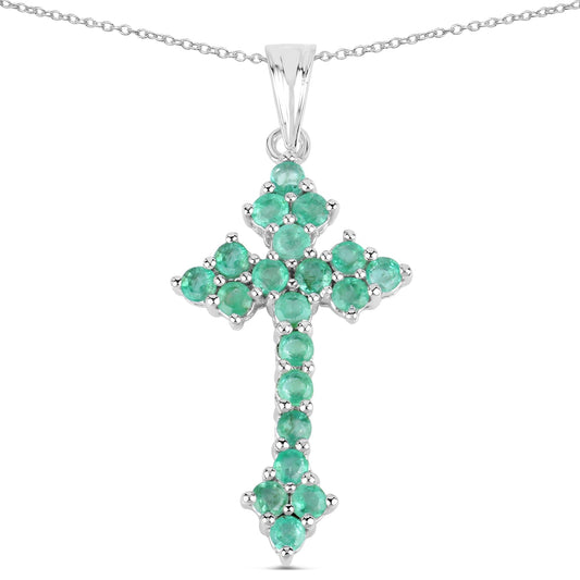 2.00 ct emerald cross pendant in .925 sterling silver with Zambian emeralds by Bids.com on Tampa Home & Garden Store