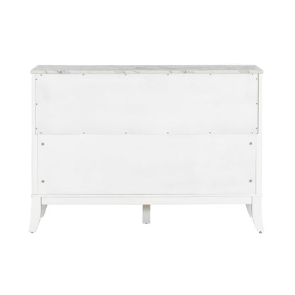 Storage cabinet 3 doors in white with gray marble top, brass hardware, HouseOfZazla on Tampa Home & Garden Store