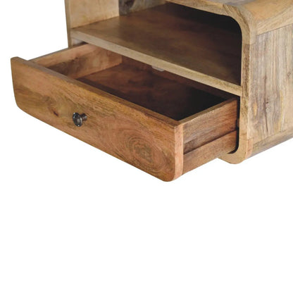 Curved Upper Slot Floating Nightstand with Drawer