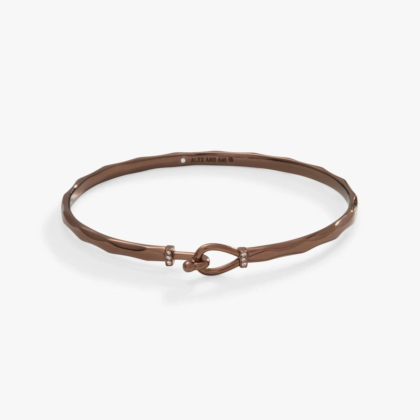 ALEX AND ANI Faceted Hook Tension Bracelet, rose-gold twisted metal with crystal accents on Tampa Home & Garden Store