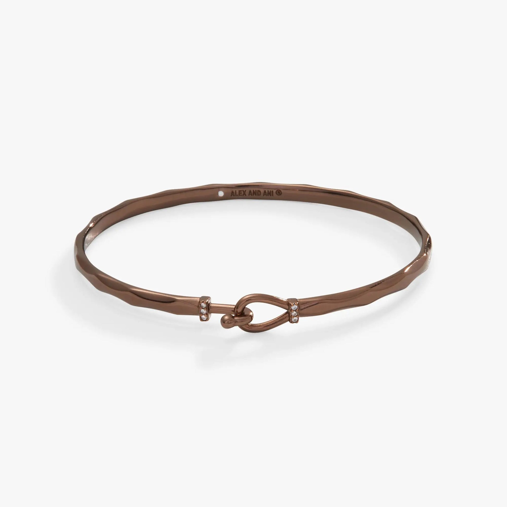 ALEX AND ANI Faceted Hook Tension Bracelet, rose-gold twisted metal with crystal accents on Tampa Home & Garden Store