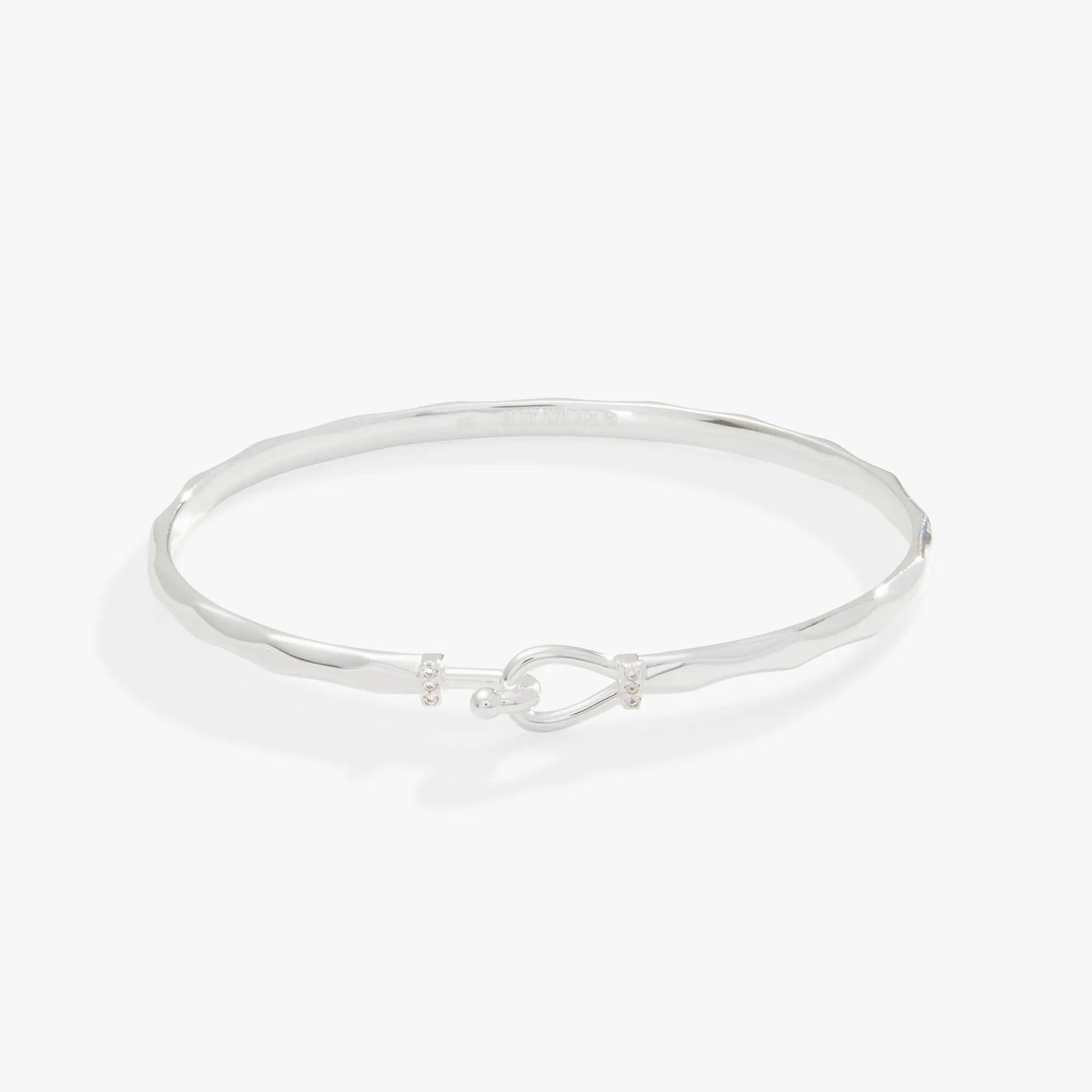 Faceted Hook Tension Bracelet, silver-tone twist band with hook clasp, Alex and Ani on Tampa Home & Garden Store