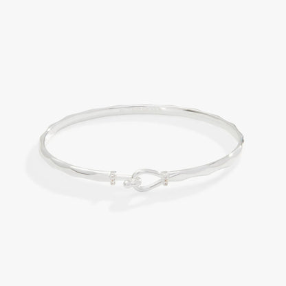 Faceted Hook Tension Bracelet, silver-tone twist band with hook clasp, Alex and Ani on Tampa Home & Garden Store