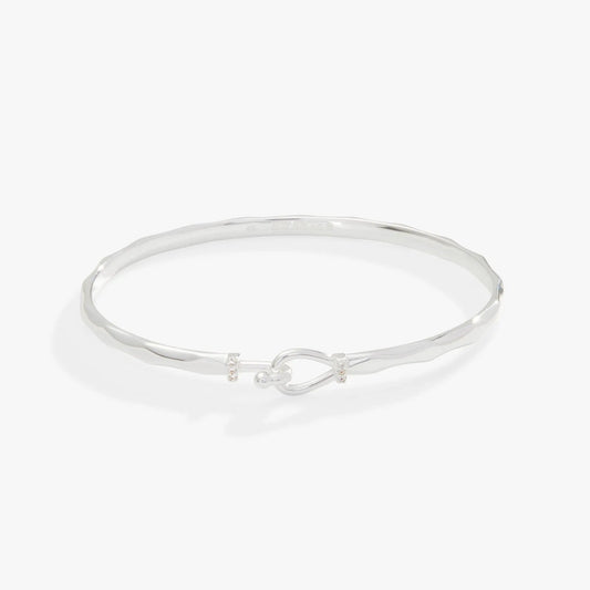 Faceted Hook Tension Bracelet, silver-tone twist band with hook clasp, Alex and Ani on Tampa Home & Garden Store