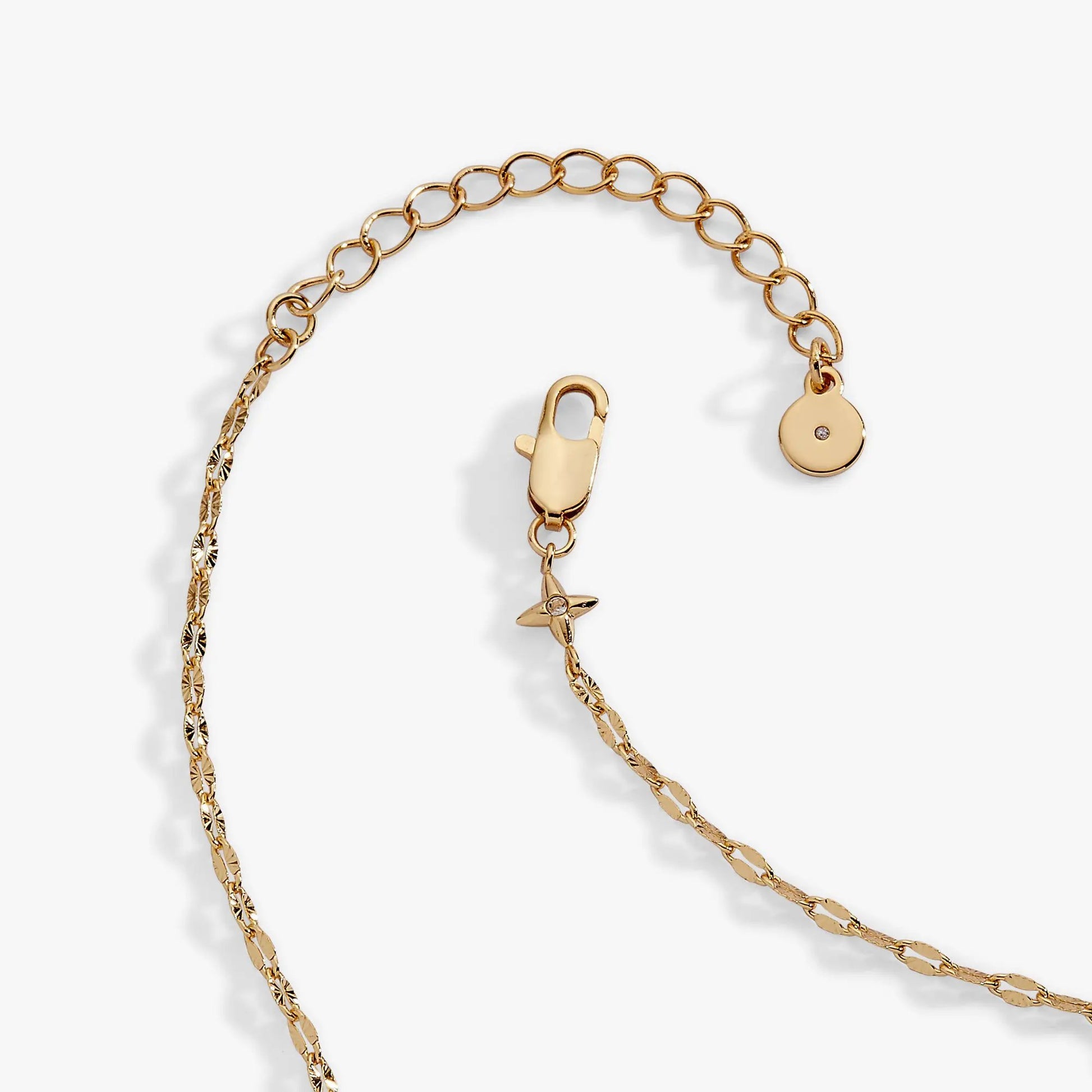 Multi Faceted Chain Necklace by ALEX AND ANI, gold-tone with crystal-disc and star charms on Tampa Home & Garden Store