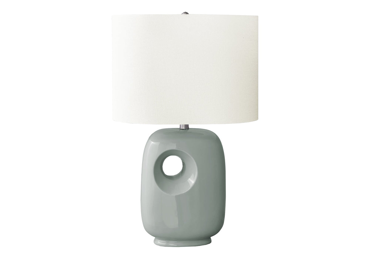 Contemporary green ceramic table lamp with ivory shade, 26H, circular cutout HouseOfZazla on Tampa Home & Garden Store