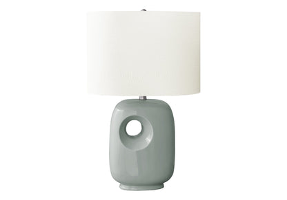 Contemporary green ceramic table lamp with ivory shade, 26H, circular cutout HouseOfZazla on Tampa Home & Garden Store