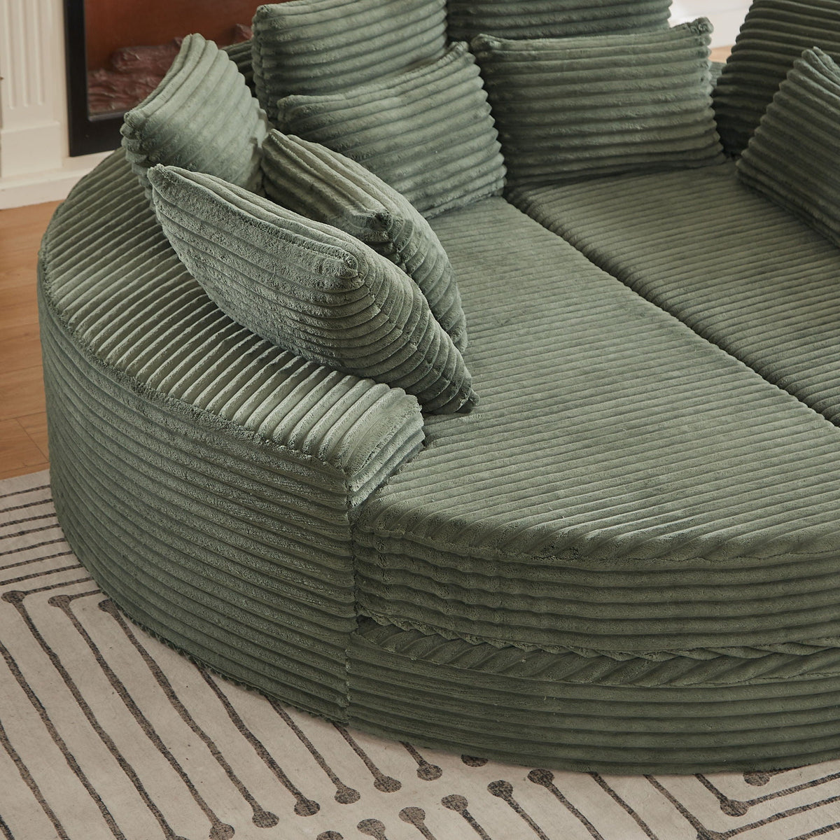 Round Oversized Sofa Bed with Throw Pillows