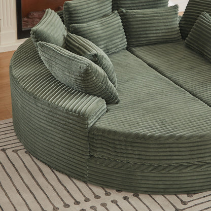 Round Oversized Sofa Bed with Throw Pillows
