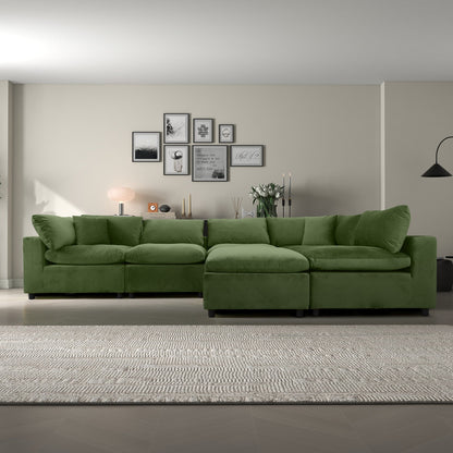Hayward Olive Sectional Sofa HouseOfZazla in olive green fabric with modular seating on Tampa Home & Garden Store