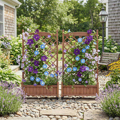 Outdoor Raised Garden Bed with Trellis 2 Pack