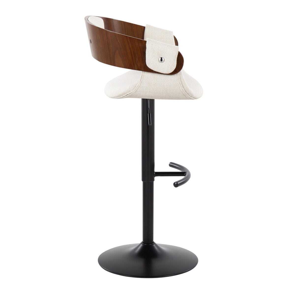 Barstool set HouseOfZazla Mid-Century Modern adjustable swivel beige fabric seat wood back base on Tampa Home & Garden Store