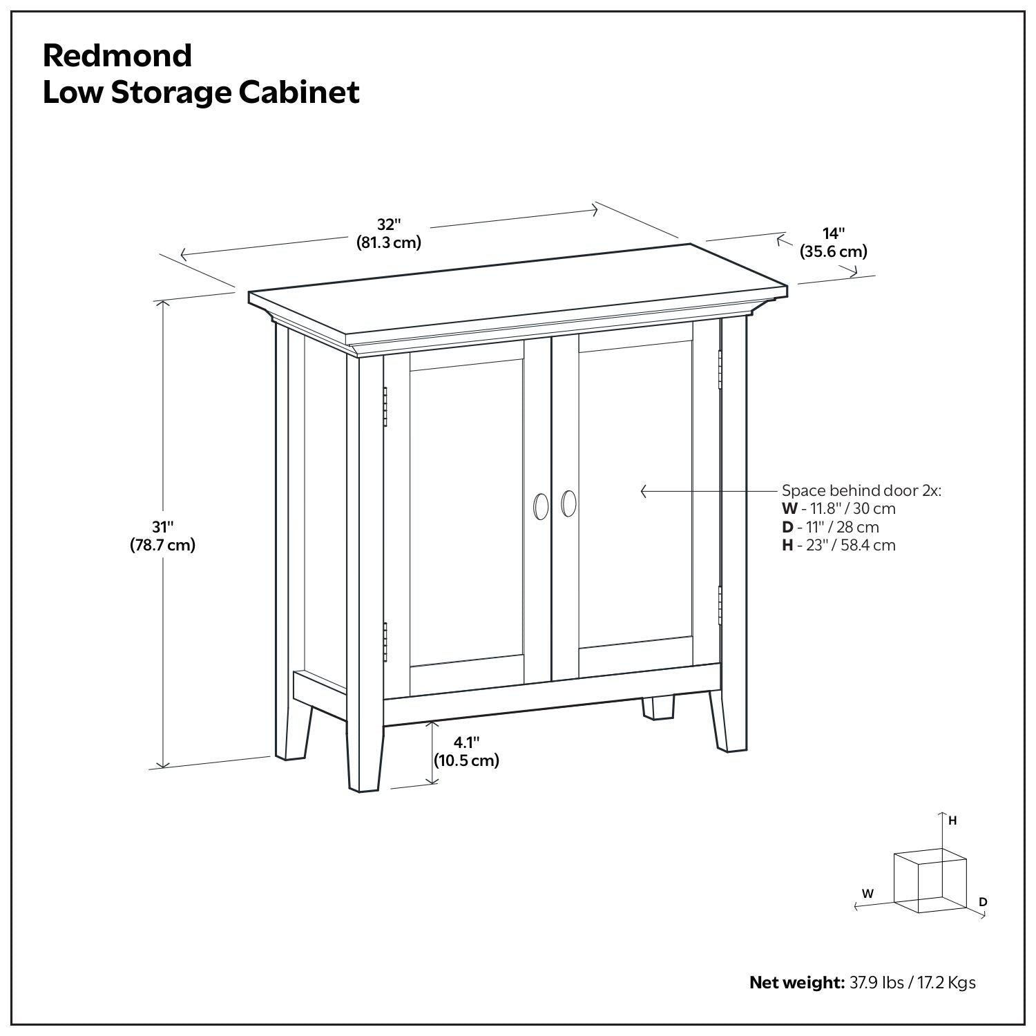 Redmond Low Storage Cabinet Hickory Brown 2-door accent cabinet 32W 14D 31H by HouseOfZazla on Tampa Home & Garden Store