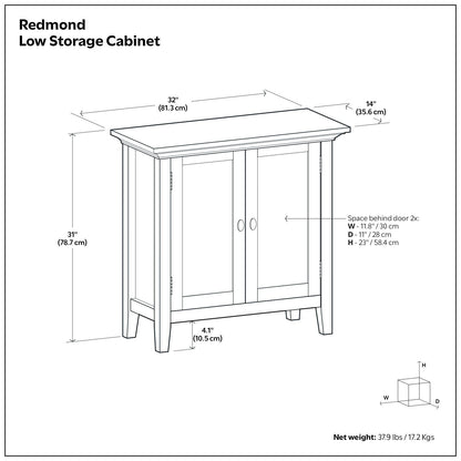 Redmond Low Storage Cabinet Hickory Brown 2-door accent cabinet 32W 14D 31H by HouseOfZazla on Tampa Home & Garden Store