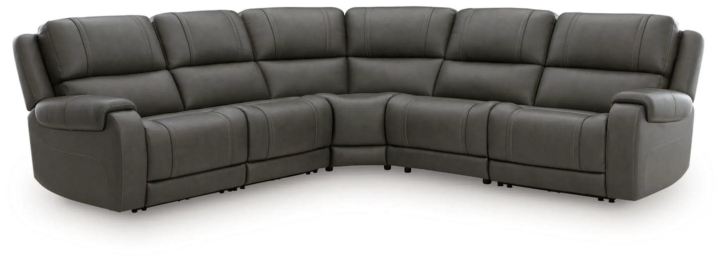 5Z Pittson curved power reclining sectional, gray leather upholstery by Unique Piece Furniture on Tampa Home & Garden Store