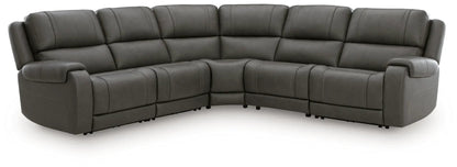5Z Pittson curved power reclining sectional, gray leather upholstery by Unique Piece Furniture on Tampa Home & Garden Store