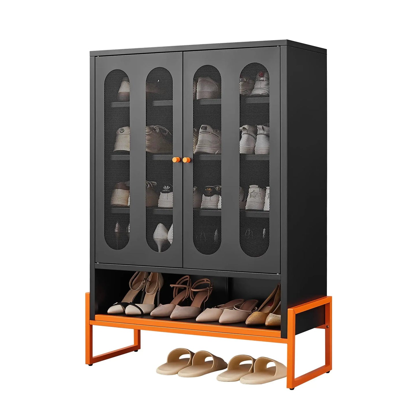 Modern Metal Shoe Cabinet with Double-Sided Doors