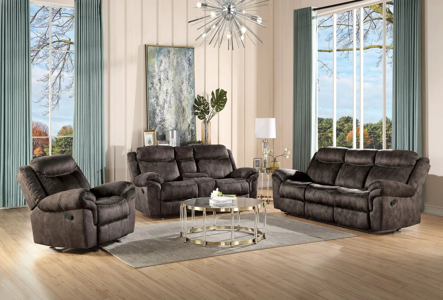 Zubaida Two Tone Three Piece Recliner Set