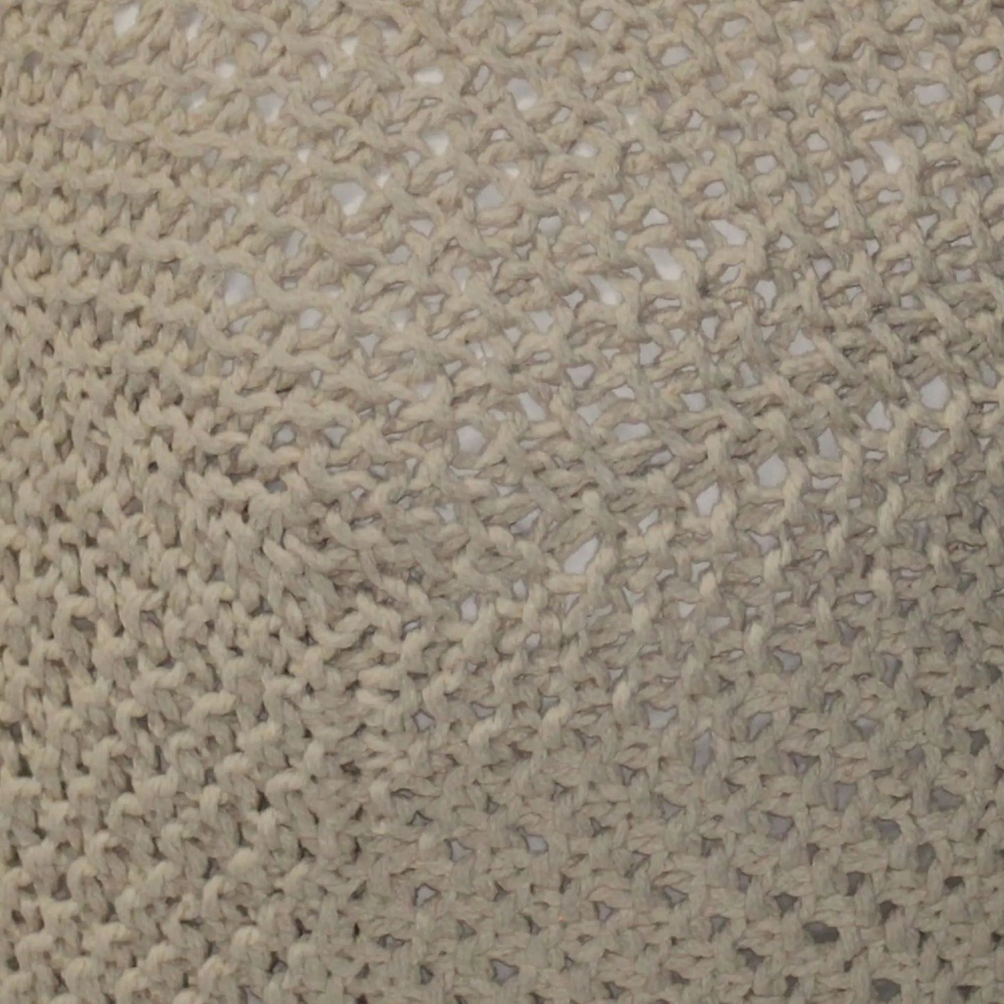 Semi Rounded Pouf beige cable-knit fabric close-up by Unique Piece Furniture on Tampa Home & Garden Store