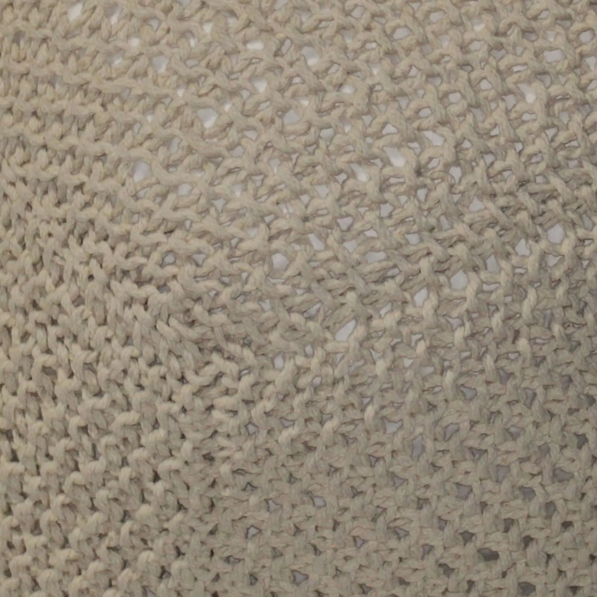 Semi Rounded Pouf beige cable-knit fabric close-up by Unique Piece Furniture on Tampa Home & Garden Store