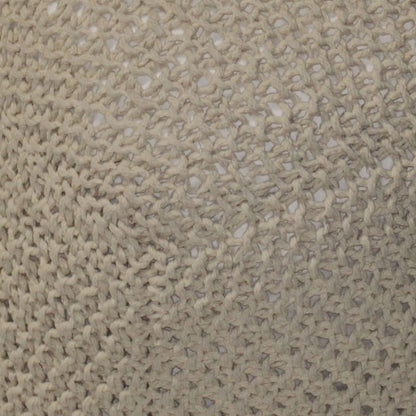Semi Rounded Pouf beige cable-knit fabric close-up by Unique Piece Furniture on Tampa Home & Garden Store