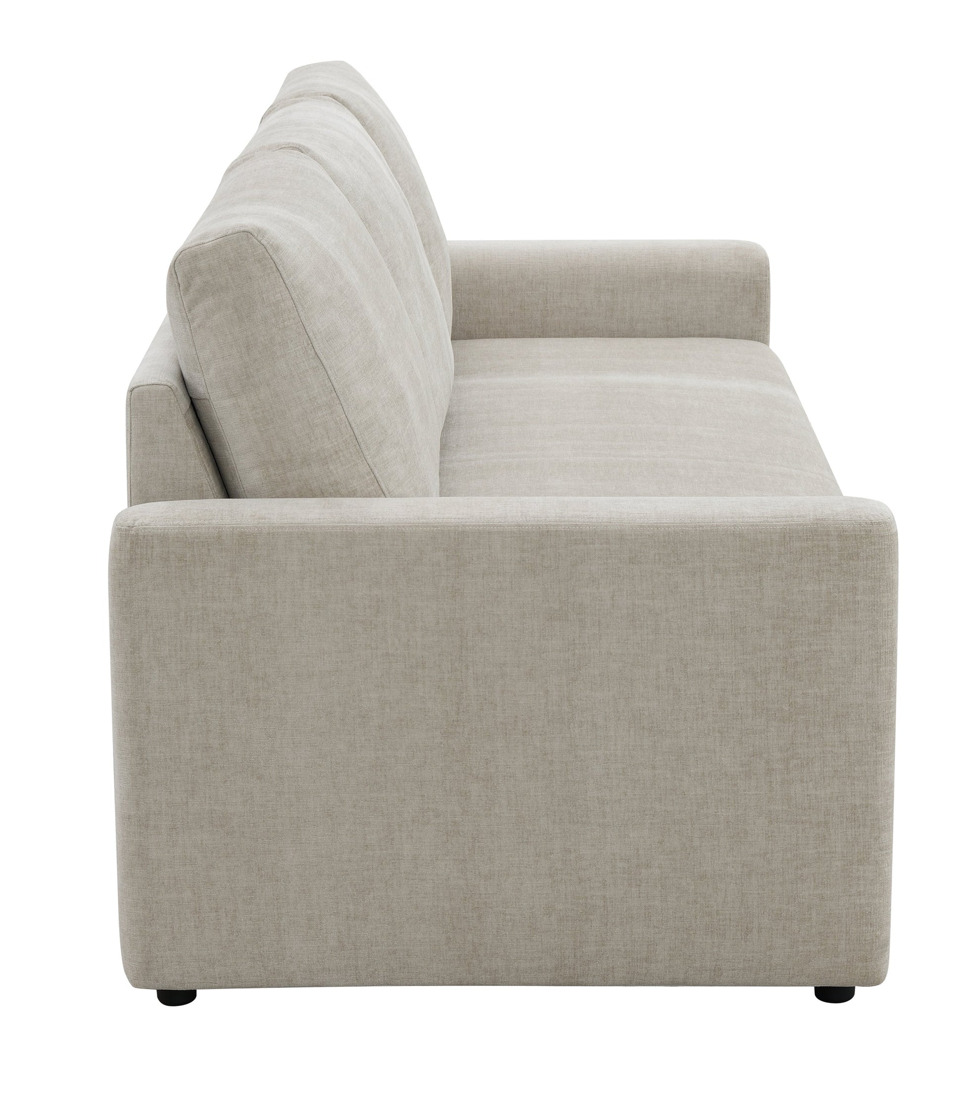 Leira Beige Linen Pull Out Sleeper sectional sofa in beige fabric with slim armrest on Tampa Home & Garden Store