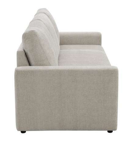Leira Beige Linen Pull Out Sleeper sectional sofa in beige fabric with slim armrest on Tampa Home & Garden Store