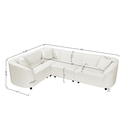104in L-shaped curved beige sectional sofa by HouseOfZazla on Tampa Home & Garden Store