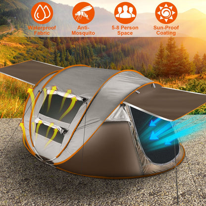 GemGear 3-4 Person Pop-Up Camping Tent gray with orange trim, waterproof instant setup on Tampa Home & Garden Store