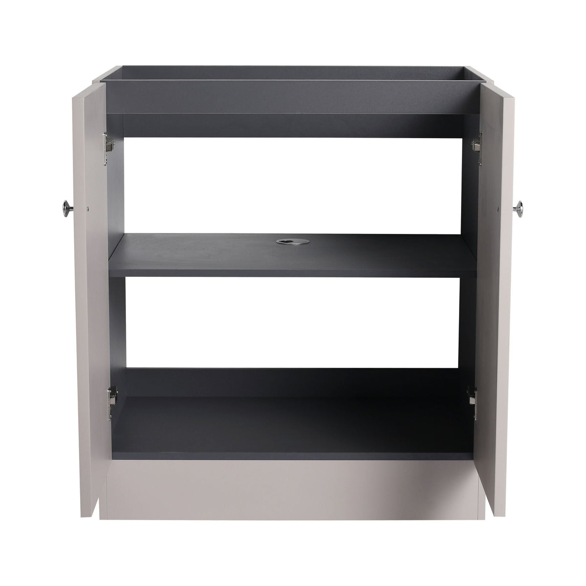 Freestanding Bathroom Vanity with Soft Close, grey frame, dark interior, HouseOfZazla on Tampa Home & Garden Store