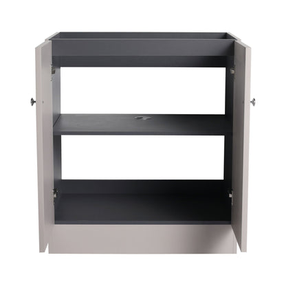 Freestanding Bathroom Vanity with Soft Close, grey frame, dark interior, HouseOfZazla on Tampa Home & Garden Store