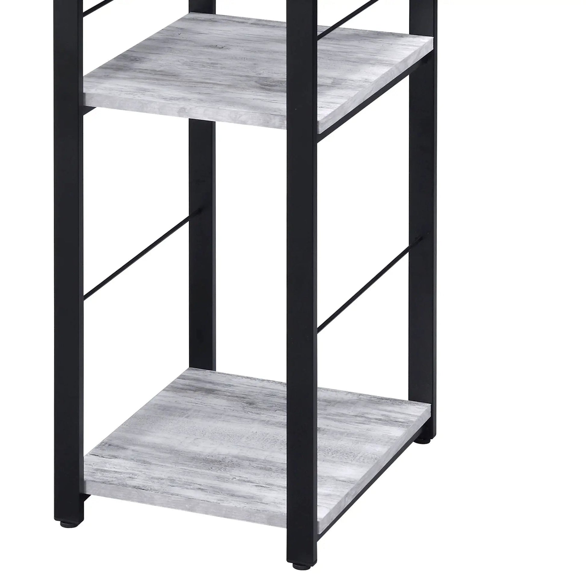 Vadna Writing Desk with black metal frame and gray wood shelves on Tampa Home & Garden Store