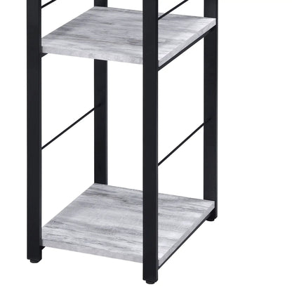 Vadna Writing Desk with black metal frame and gray wood shelves on Tampa Home & Garden Store