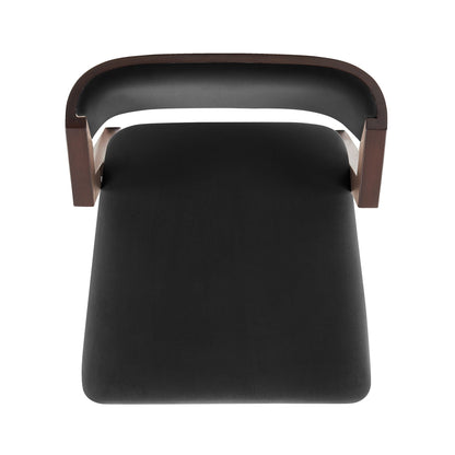 Patricia Counter Stool HouseOfZazla with dark wood curved back and black upholstered seat on Tampa Home & Garden Store