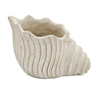 Nautilus shell planter in sandy beige textured cement, 11.5x7x7 in, HouseOfZazla decor on Tampa Home & Garden Store