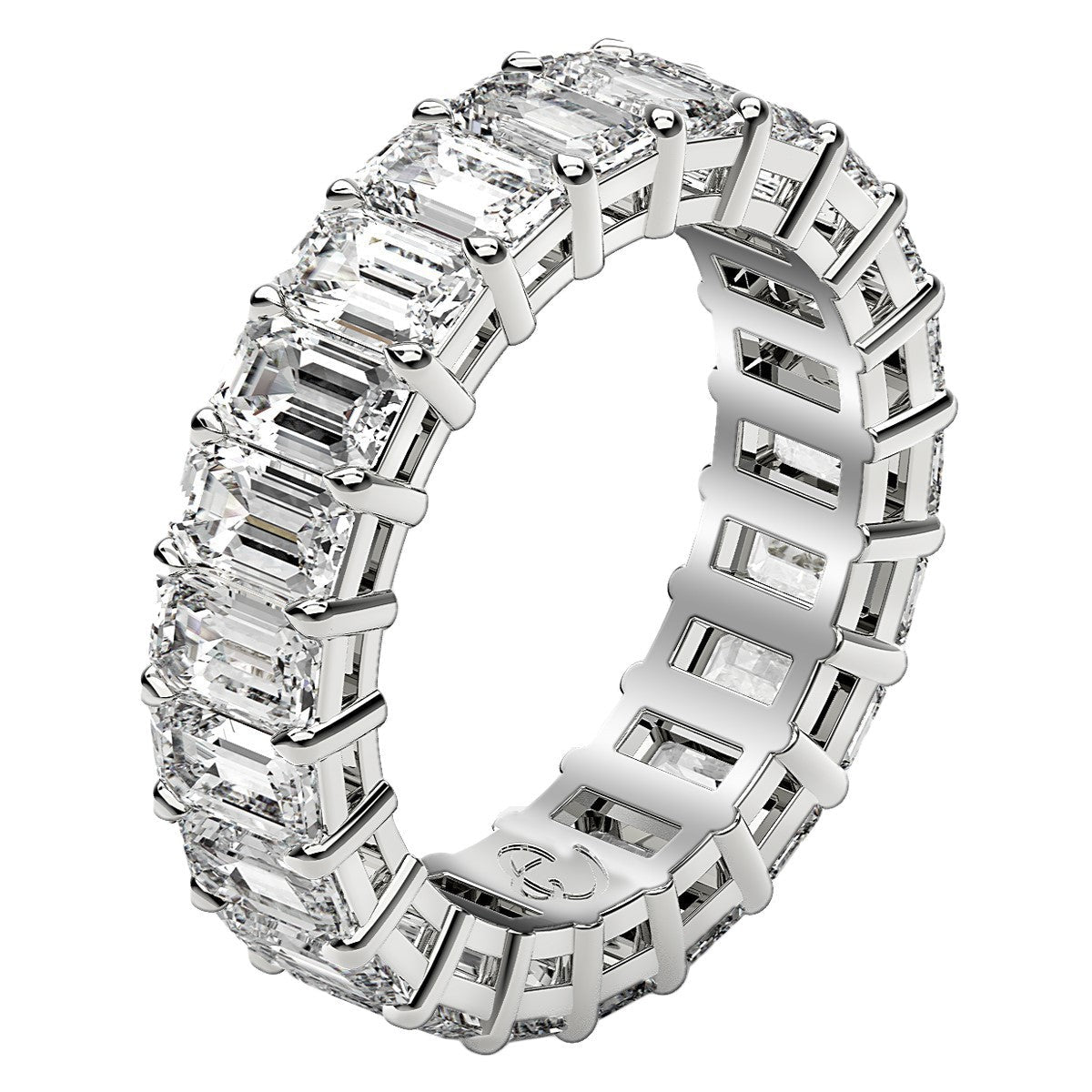 Emerald-cut lab-grown diamond eternity ring in 14k white gold, 6 cttw FG/VS2 by Bids.com on Tampa Home & Garden Store