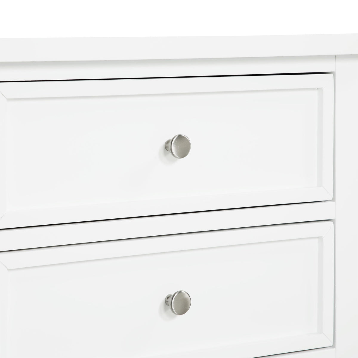 3-drawer white accent nightstand with round metal knob on Tampa Home & Garden Store