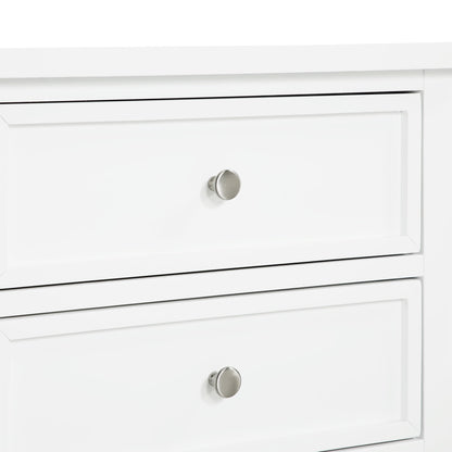 3-drawer white accent nightstand with round metal knob on Tampa Home & Garden Store