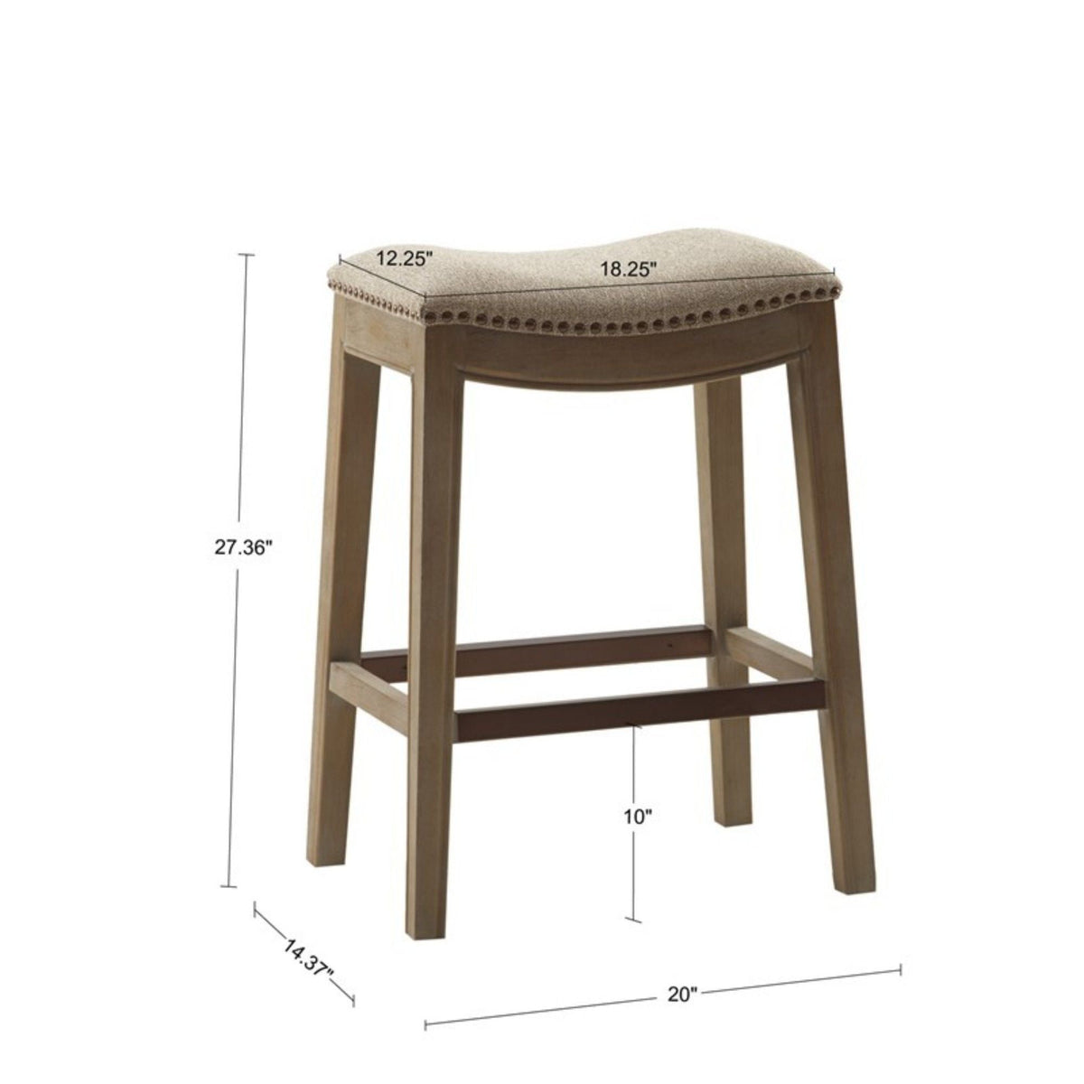 Saddle Counter Stool light brown upholstery dense foam nailhead trim height HouseOfZazla on Tampa Home & Garden Store