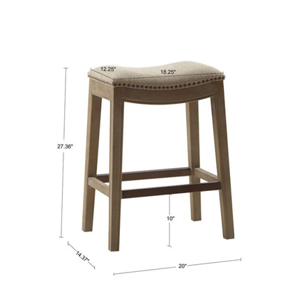 Saddle Counter Stool light brown upholstery dense foam nailhead trim height HouseOfZazla on Tampa Home & Garden Store