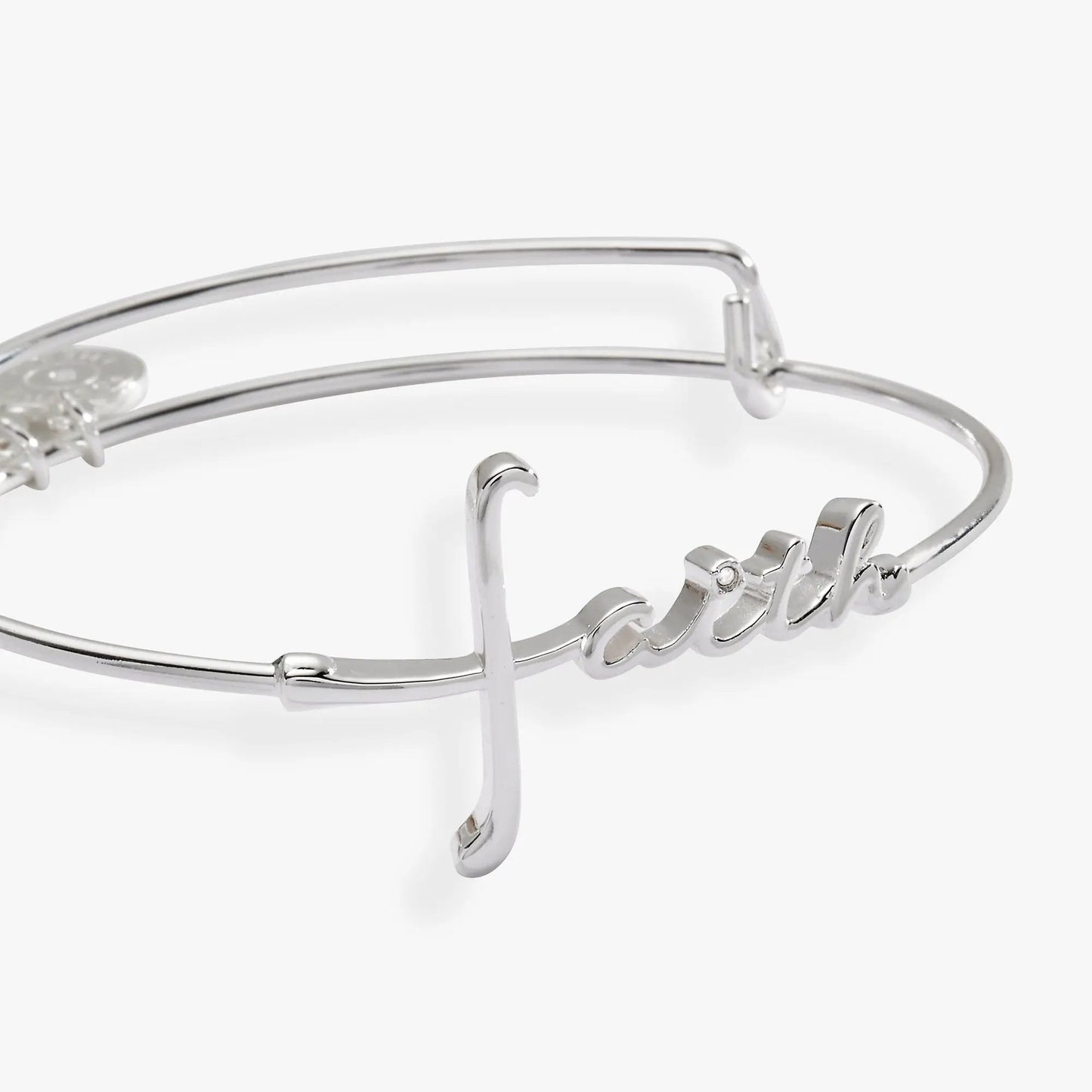 Faith Bracelet With Cross F Motif On Wire Bangle