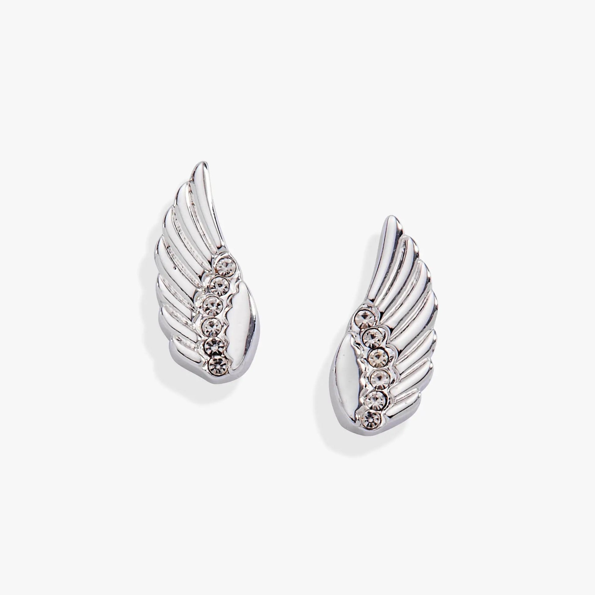 Faith Wing Stud Earrings by ALEX AND ANI, silver-tone winged crystal-studded studs, pair on Tampa Home & Garden Store