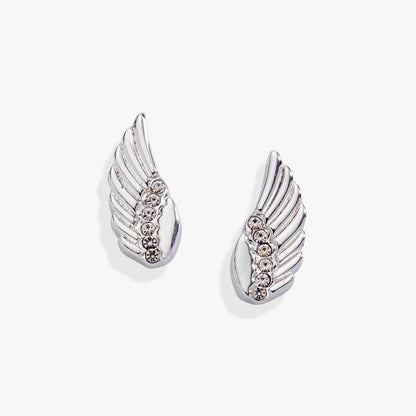 Faith Wing Stud Earrings by ALEX AND ANI, silver-tone winged crystal-studded studs, pair on Tampa Home & Garden Store