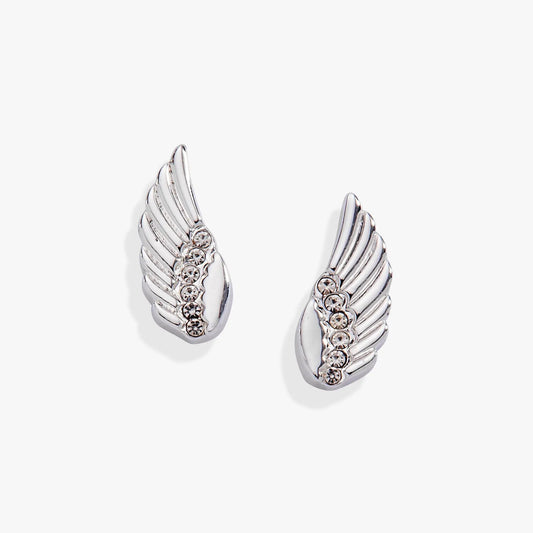 Faith Wing Stud Earrings by ALEX AND ANI, silver-tone winged crystal-studded studs, pair on Tampa Home & Garden Store
