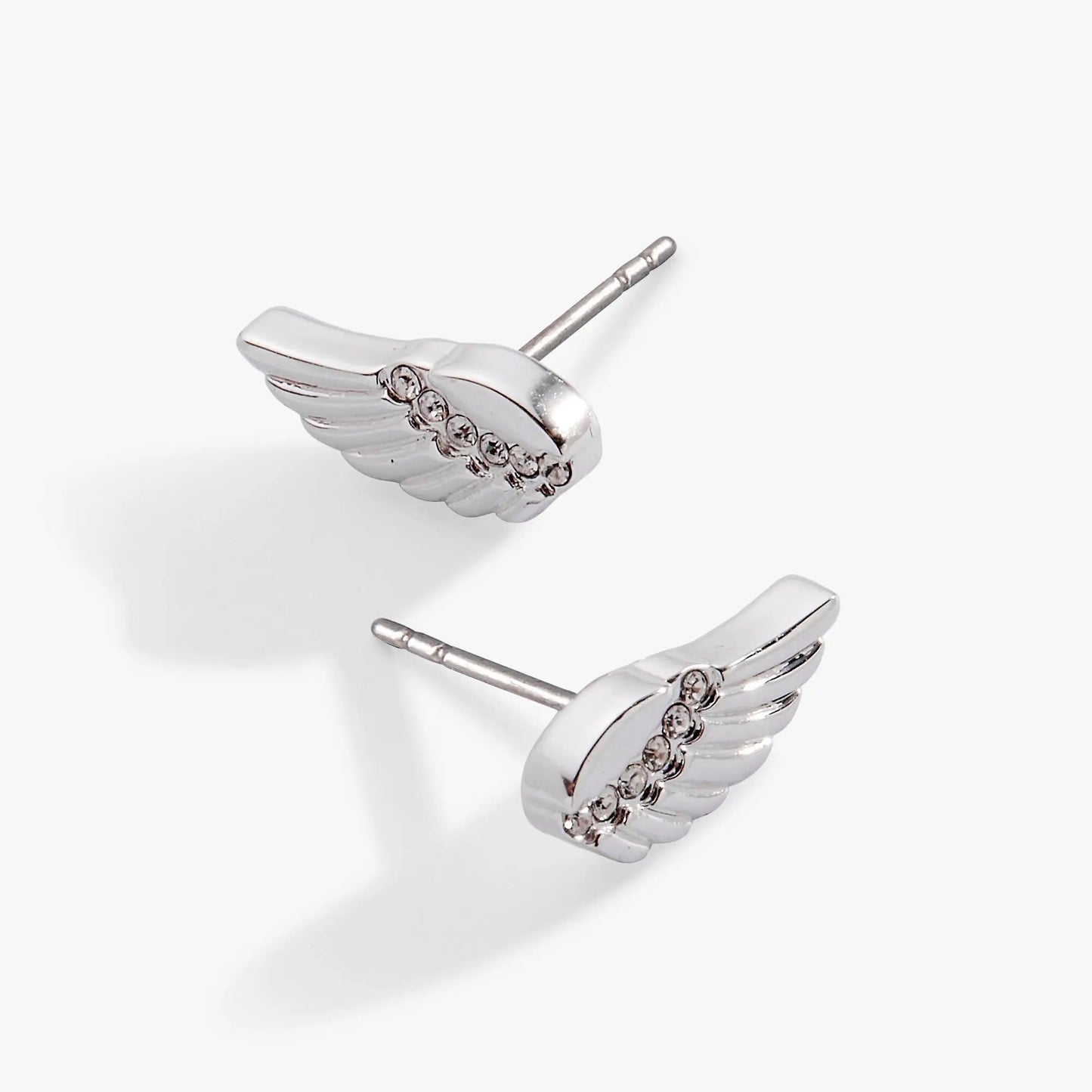 Faith Wing Stud Earrings silver-tone wing with crystal accents by ALEX AND ANI post-back on Tampa Home & Garden Store